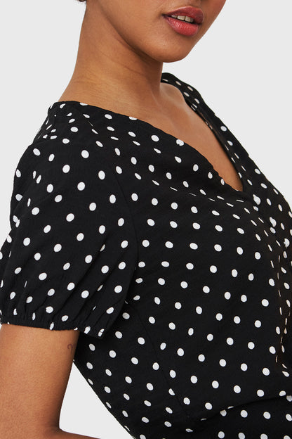Blusa Lunares Y Nudo Negro