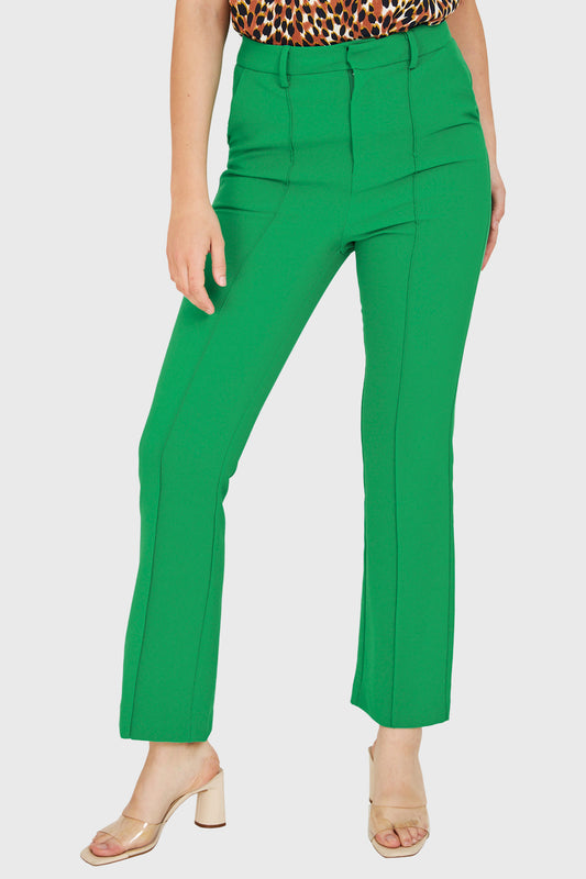 Pantalón Costuras Frontales Recto Verde
