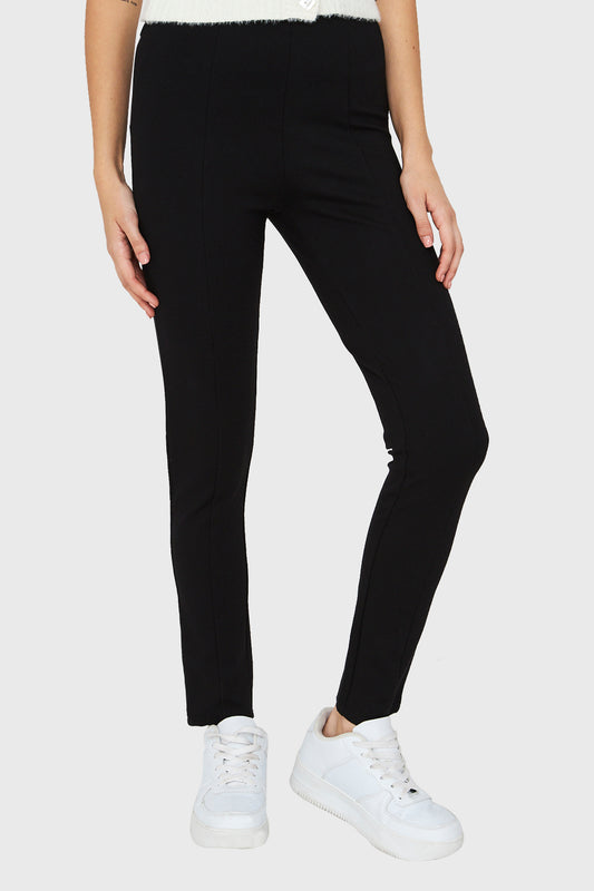 Legging Tiro Alto Costuras Frontales Negro