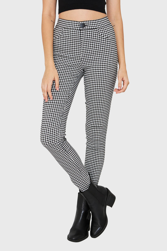 Pantalón Skinny Vichy Blanco/Negro