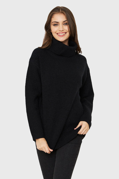 Sweater Cuello Alto Básico Negro