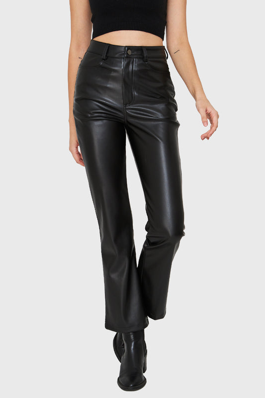 Pantalón Ecocuero Bolsillos Negro