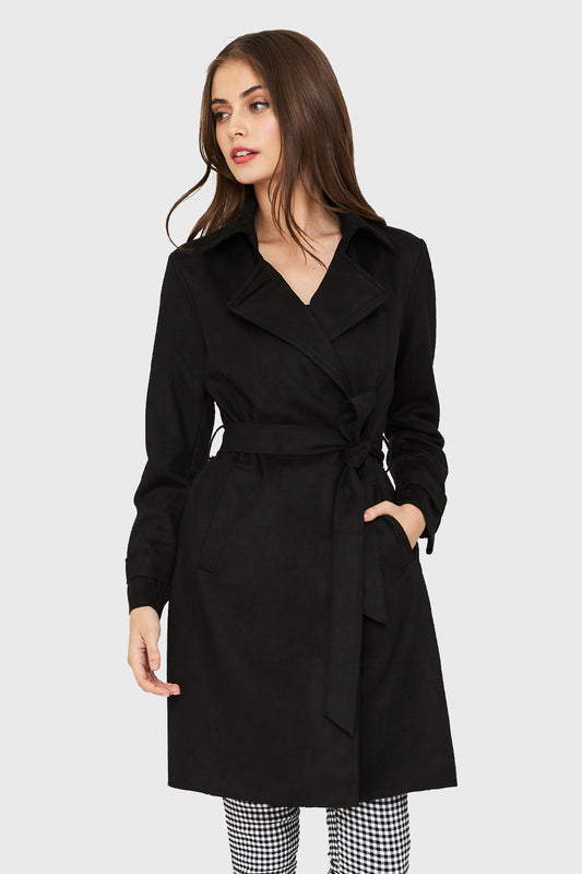 Trench Tipo Gamuza Lazo Negro Nicopoly