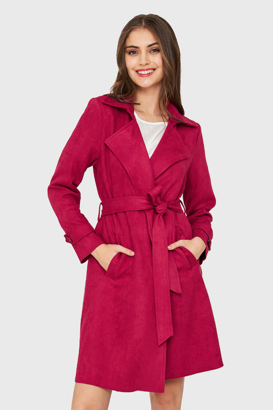 Trench Tipo Gamuza Lazo Rojo Nicopoly