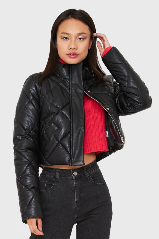Parka Corta Con Mangas Negro