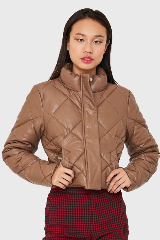 Parka Corta Con Mangas Café