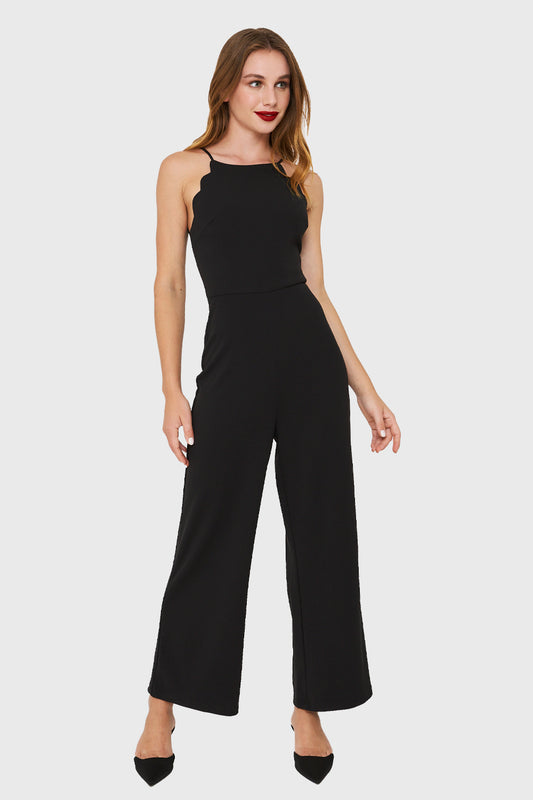 Enterito Cuello Halter Festón Negro