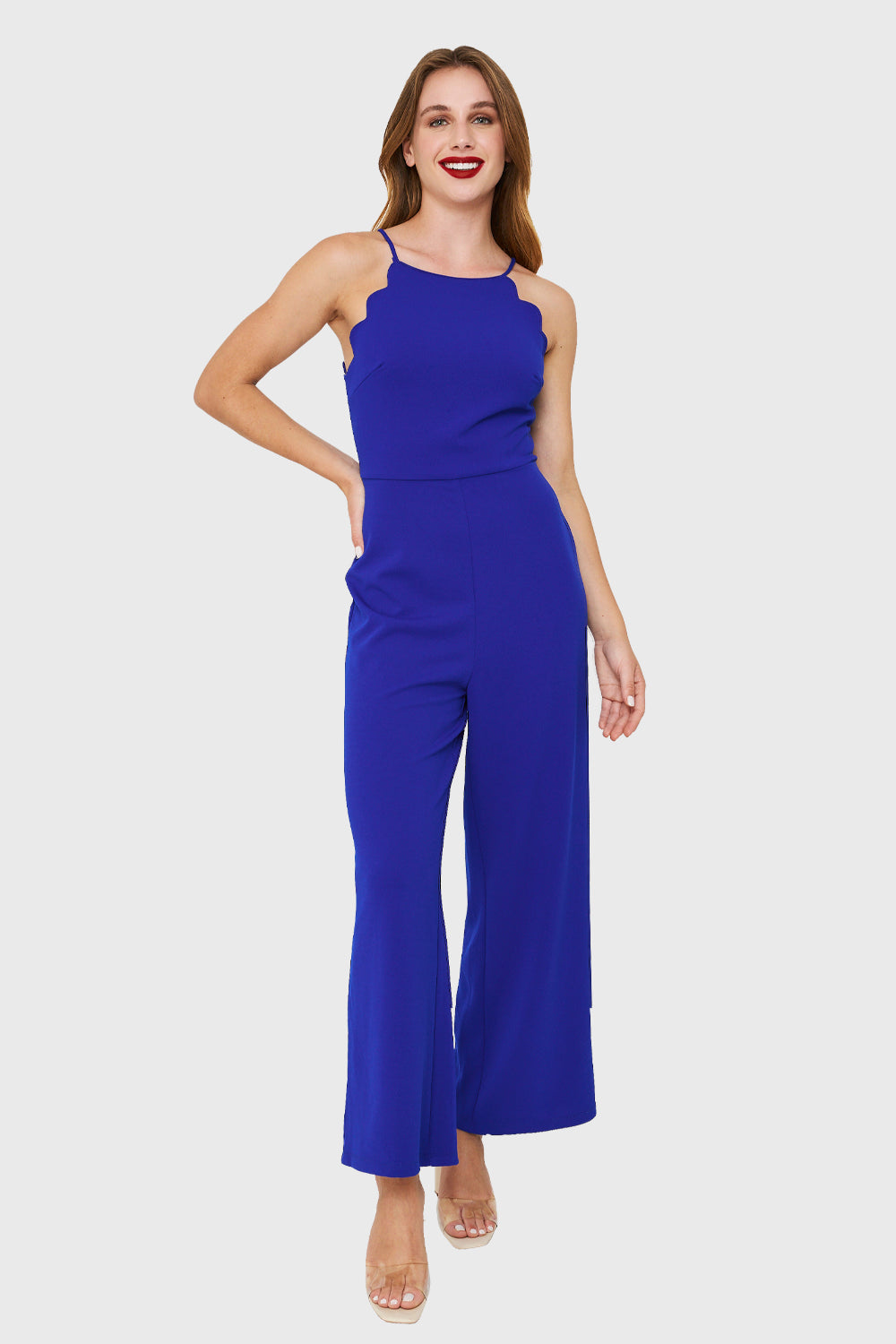 Enterito Cuello Halter Festón Azul Rey