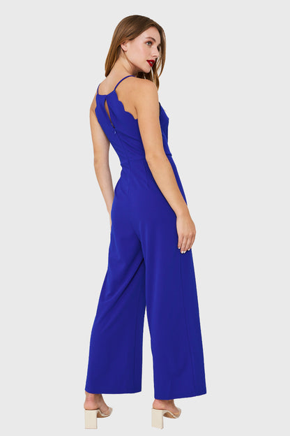 Enterito Cuello Halter Festón Azul Rey