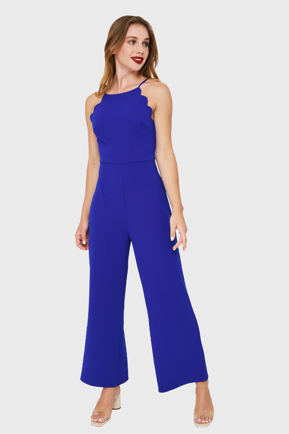 Enterito Cuello Halter Festón Azul Rey