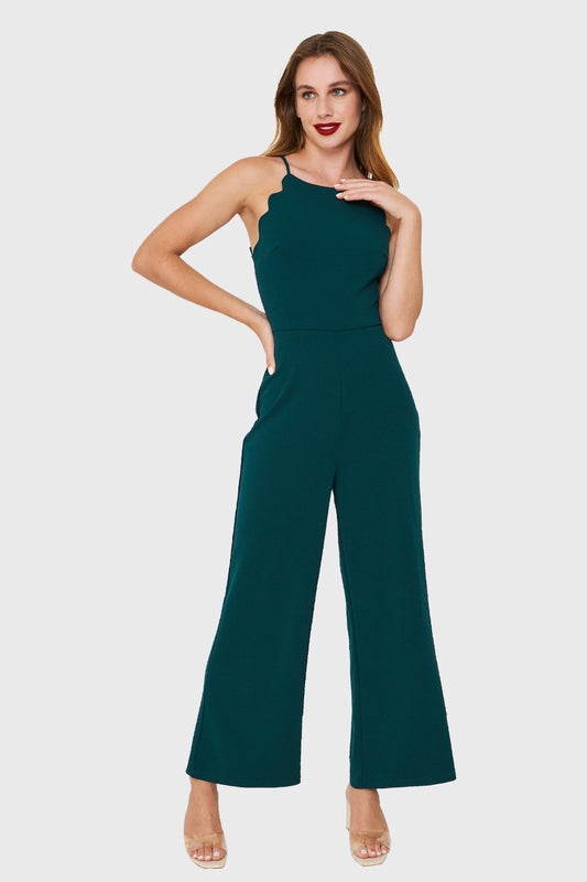 Enterito Cuello Halter Festón Verde Petróleo