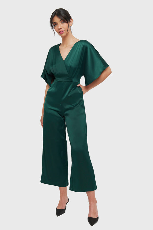 Enterito Tipo Satín Escote V Verde