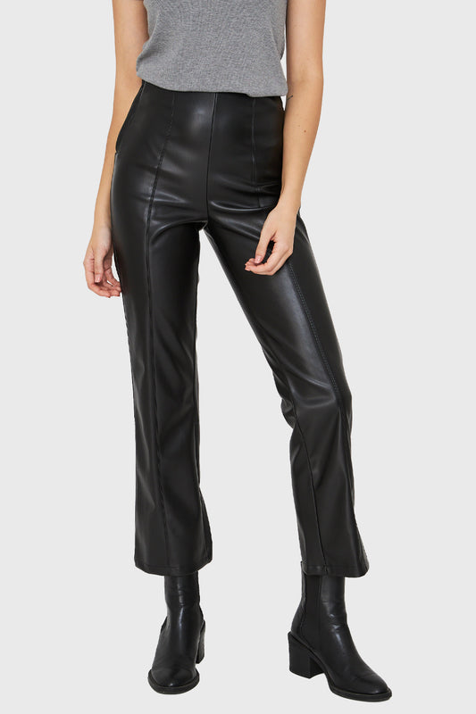 Legging Ecocuero Cierre Lateral Negro