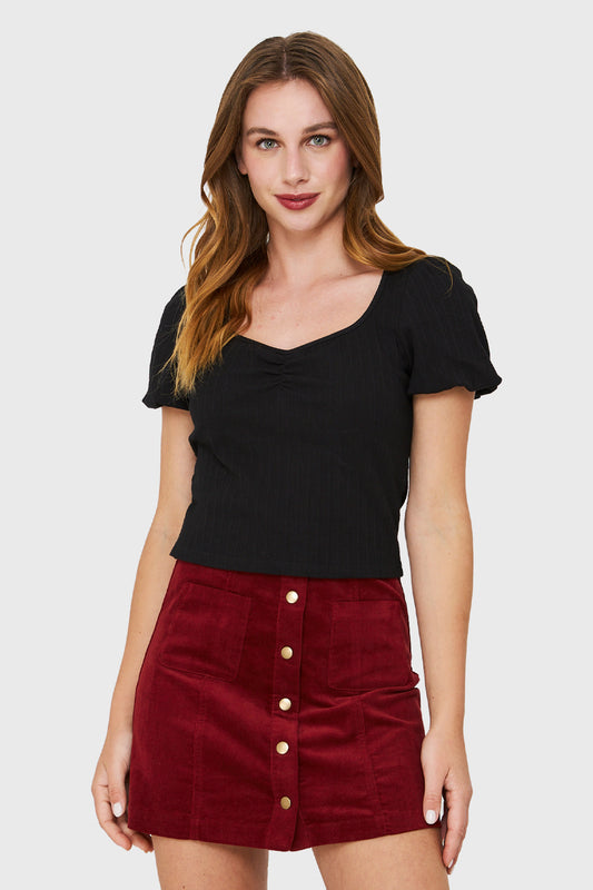 Polera Escote Corazón Negro