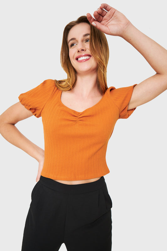 Polera Escote Corazón Lúcuma