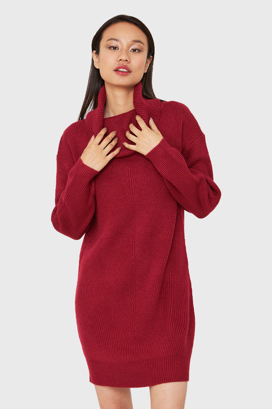 Sweater Vestido Cuello Alto Terracota