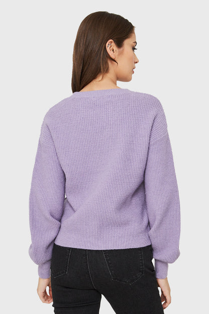 Sweater Corto Trenzas Lila
