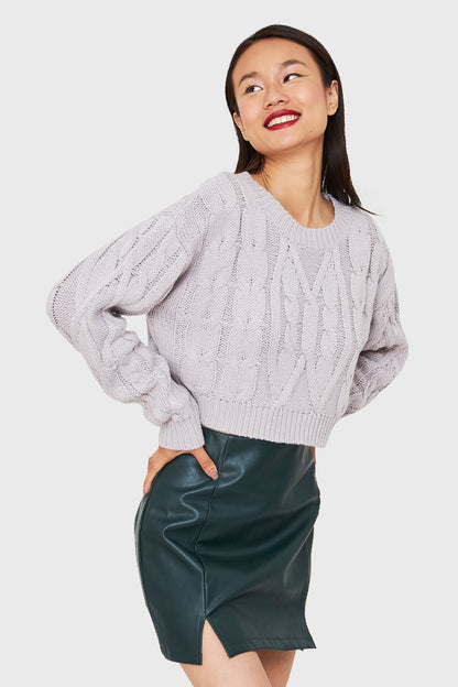 Sweater Crop Trenzado Lila