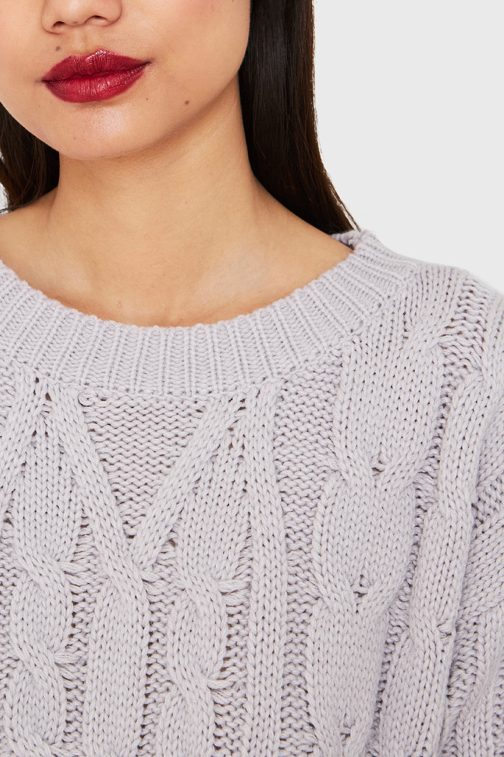 Sweater Crop Trenzado Lila