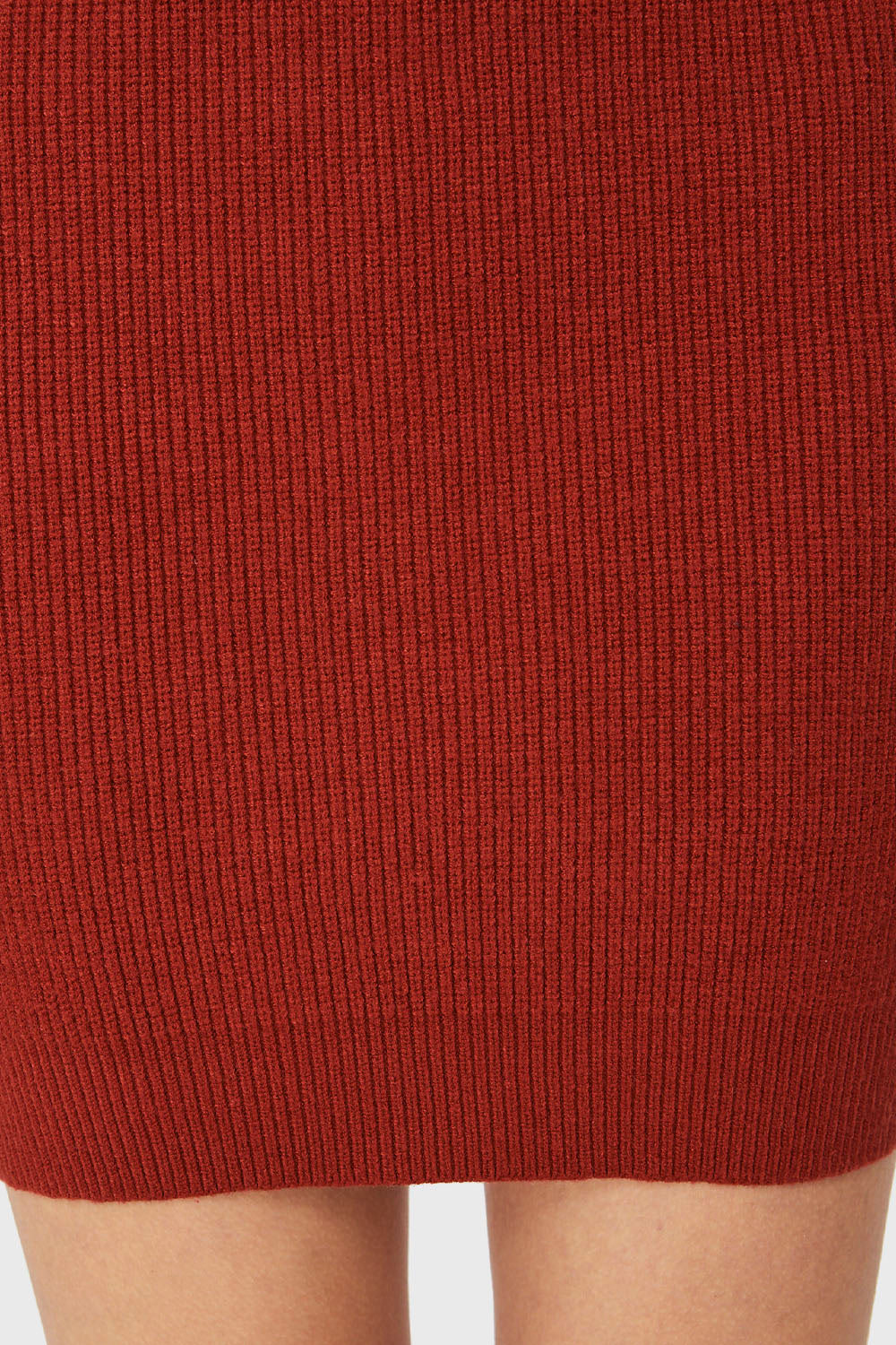 Sweater Vestido Cuello V Rojo Ladrillo