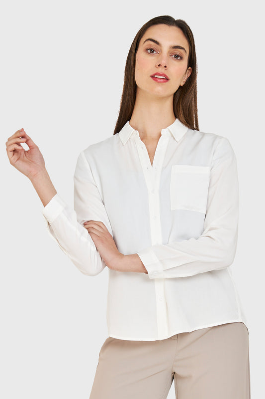Camisa Clásica Bolsillo Blanco