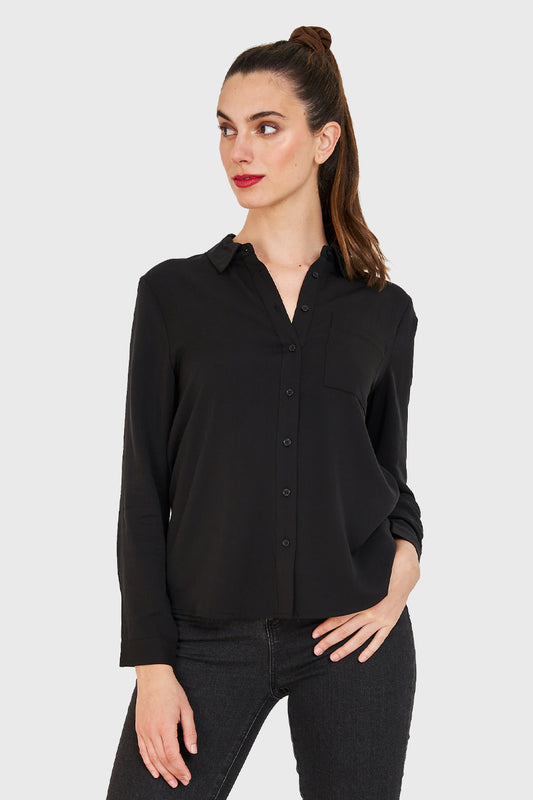 Camisa Clásica Bolsillo Negro