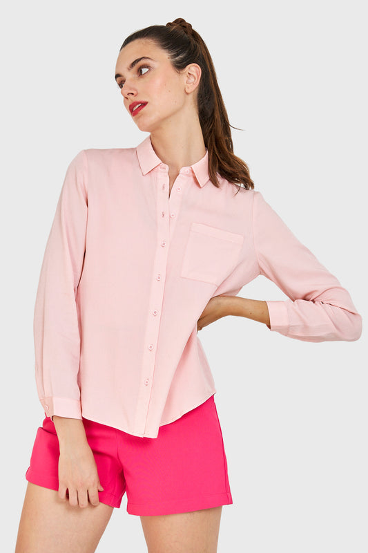 Camisa Clásica Bolsillo Rosa