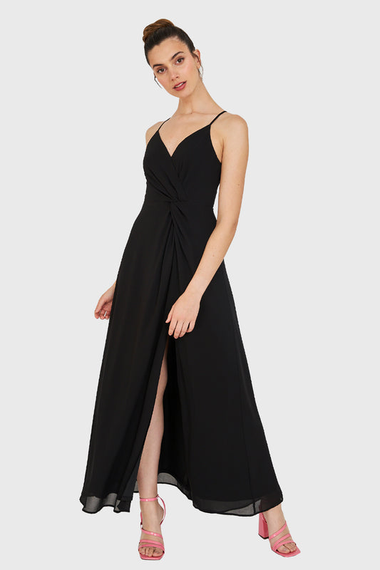 Maxi Vestido Detalle Nudo Negro