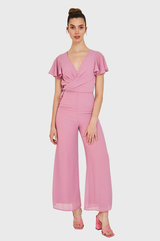 Enterito Escote V Con Lazo Rosa