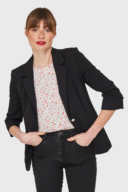 Blazer Entallado Manga 3/4 Negro