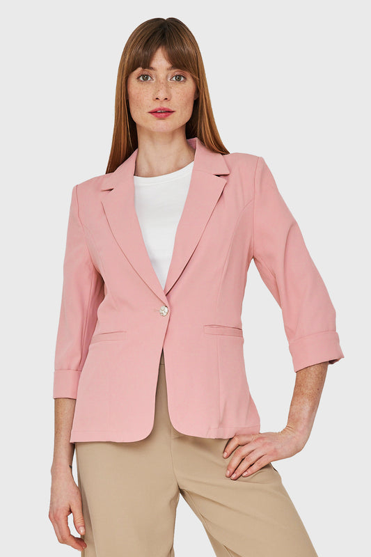 Blazer Entallado Manga 3/4 Rosado
