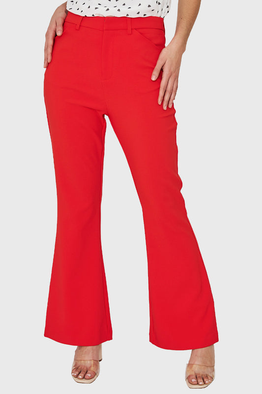 Pantalón Flare Elasticado Rojo