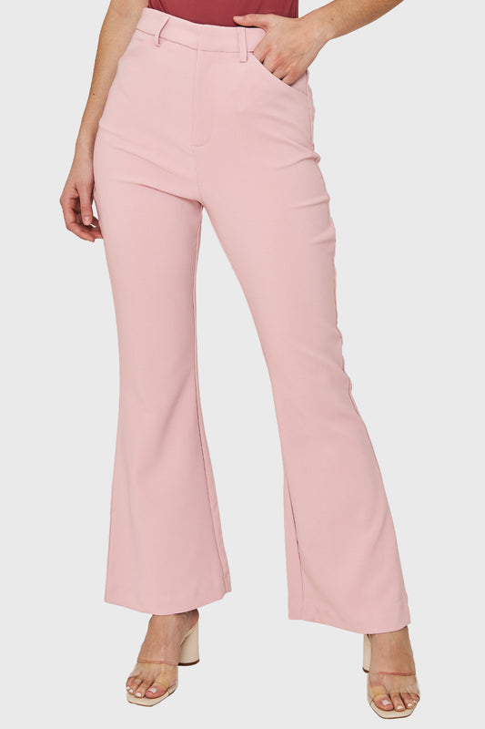 Pantalón Flare Elasticado Palo Rosa