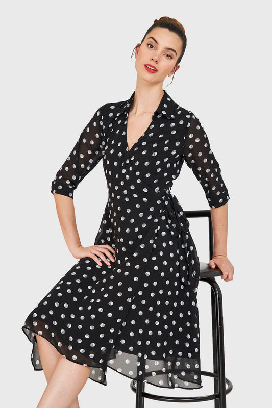 Vestido Lunares Envolvente Negro