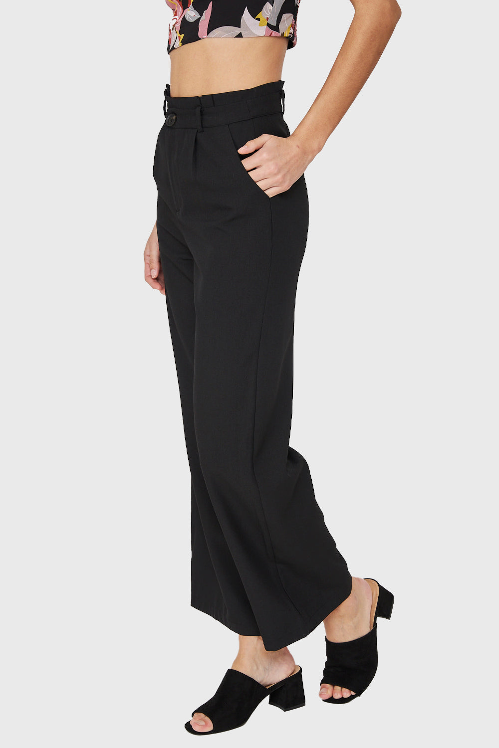 Pantalón Ancho Pinzas Negro