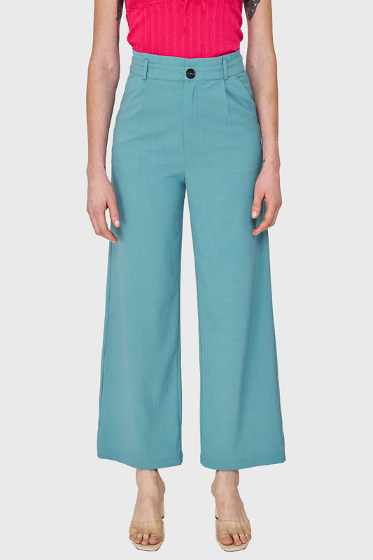 Pantalón Ancho Pinzas Celeste