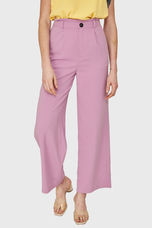 Pantalón Ancho Pinzas Lila