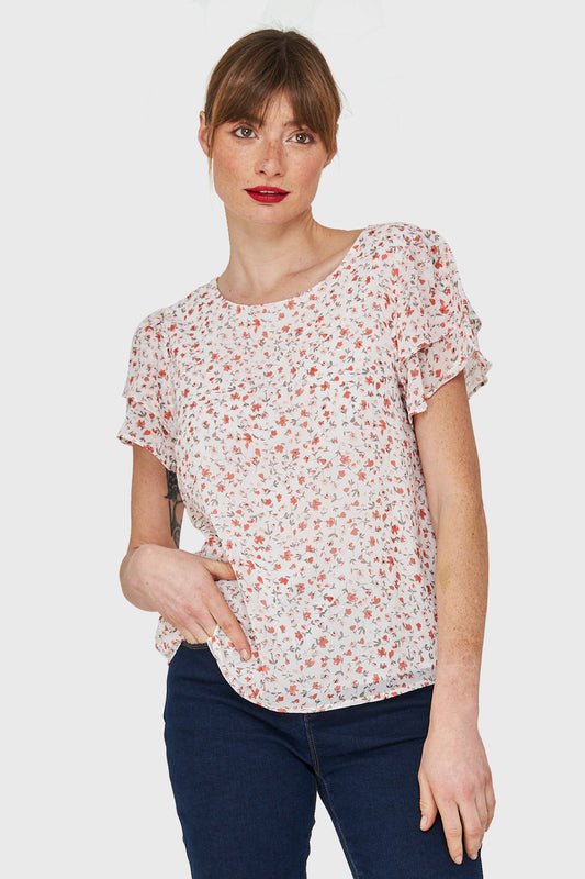 Blusa Print Floral Blanco