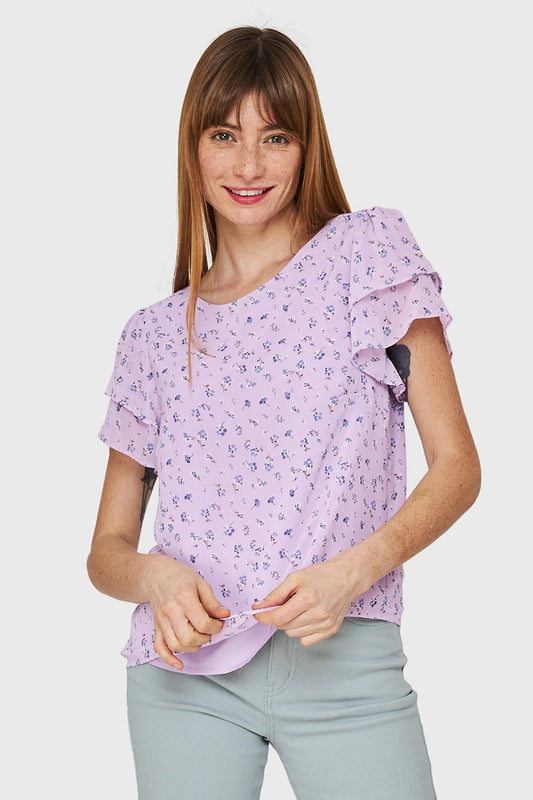 Blusa Print Floral Lila