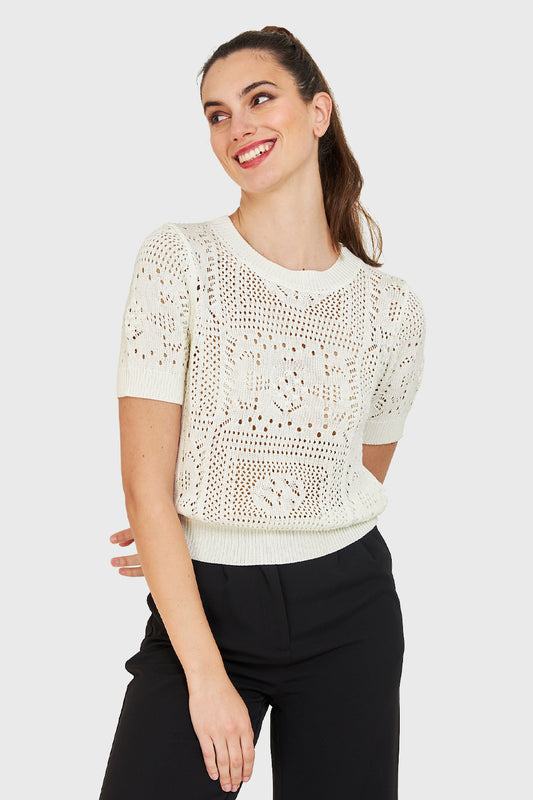 Polera Calada Tipo Tejida Blanco