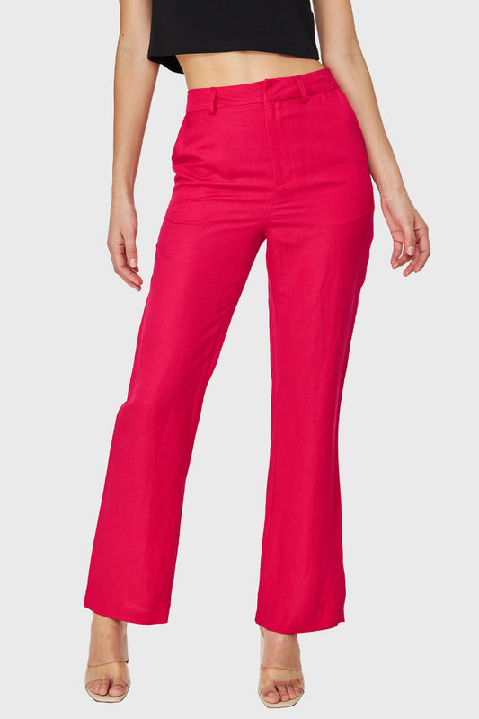 Pantalón Tipo Lino Fucsia