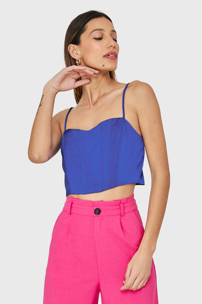 Crop Top Corsetero Azul Rey
