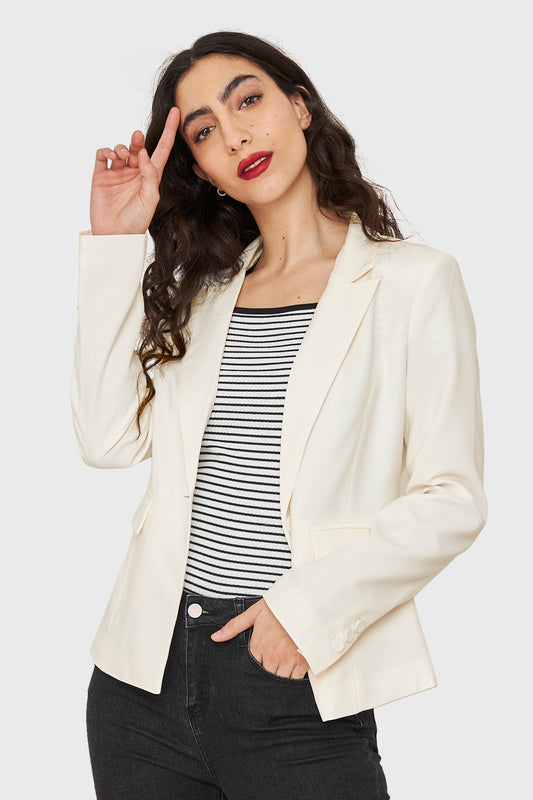 Blazer Bolsillos Solapas Blanco