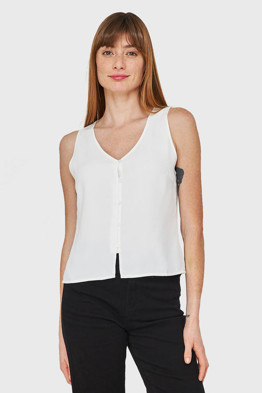 Blusa Básica Con Botones Blanco