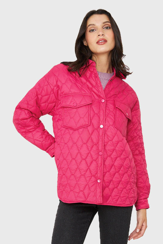Chaqueta Quilt Tipo Camisera Fucsia