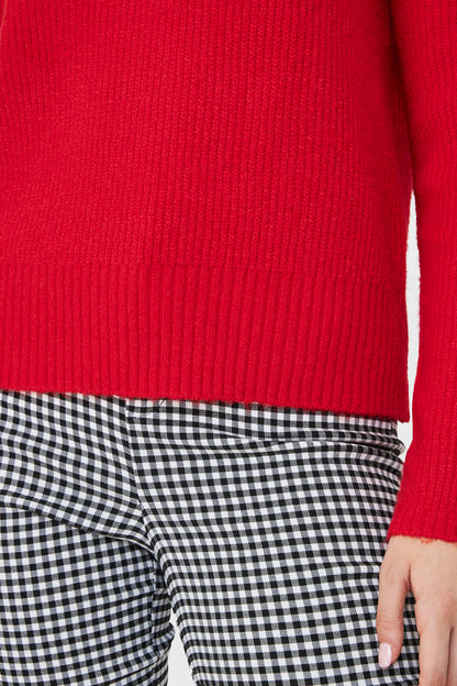 Sweater Detalle Punto Calado Rojo