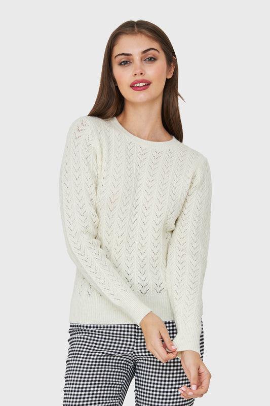 Sweater Punto Fantasía Lurex Blanco