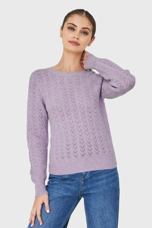 Sweater Punto Fantasía Lurex Lila