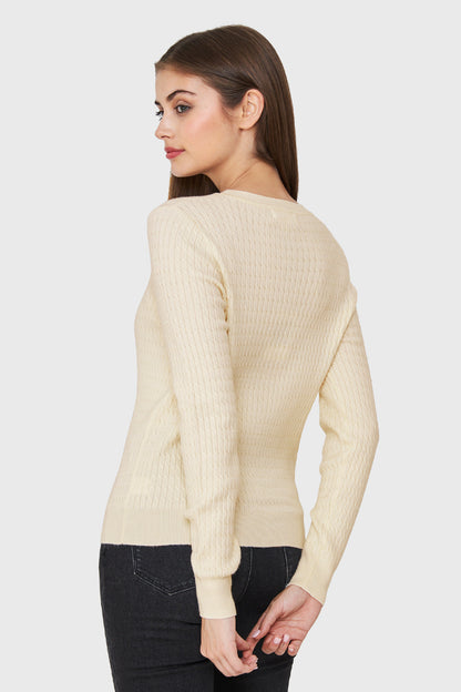 Sweater Punto Fino Cadenetas Blanco