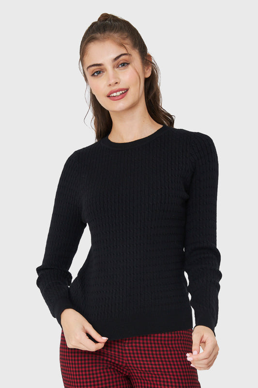 Sweater Punto Fino Cadenetas Negro